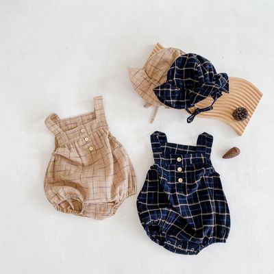 GINGHAM PLAYSUIT AND HAT SET [PREORDER]