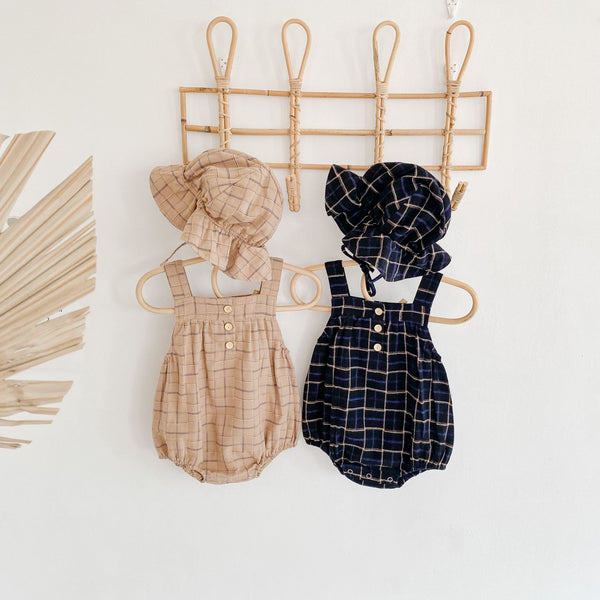 GINGHAM PLAYSUIT AND HAT SET [PREORDER]