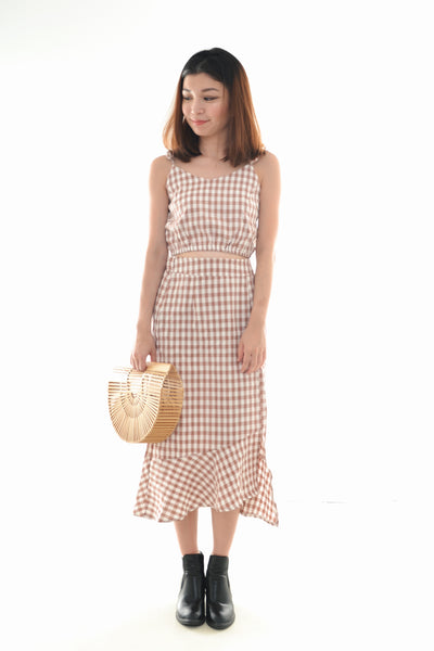 GINGHAM TWO PIECE IN BROWN