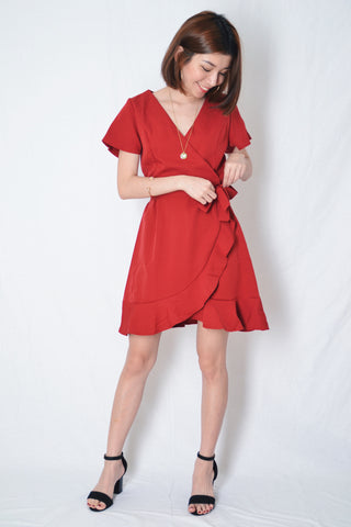 JULLIET RUFFLE DRESS IN RED