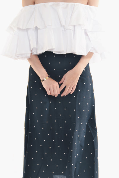 MIDI POLKA SKIRT IN BLACK