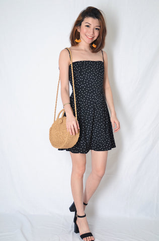 KHLOE DRESS IN BLACK POLKA