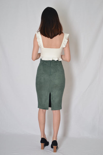 NICO PENCIL SKIRT IN OLIVE