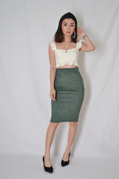 NICO PENCIL SKIRT IN OLIVE