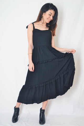 AME TIER MIDI DRESS IN BLACK