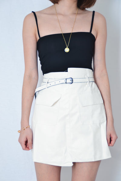 MOLLY LEATHER SKIRT IN WHITE