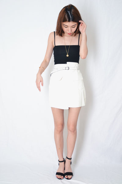 MOLLY LEATHER SKIRT IN WHITE