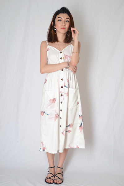 HORA FLORAL DRESS IN WHITE
