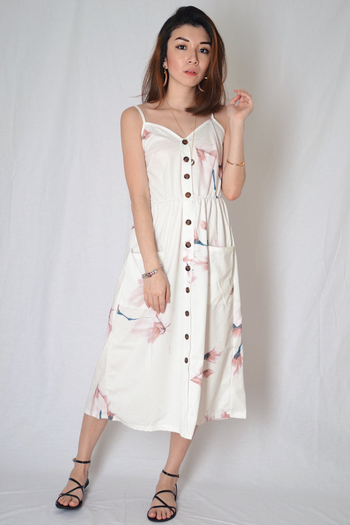 HORA FLORAL DRESS IN WHITE